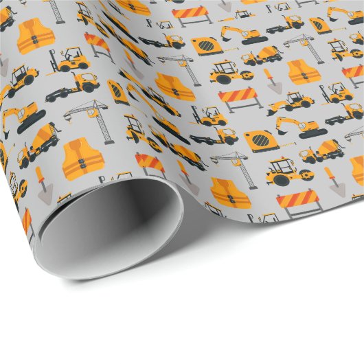 Papier Cadeau Constructions Camions Enveloppement Papier (Coin rond)