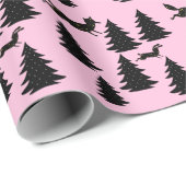 Papier Cadeau Conte populaire moderne Noir Arbre de Noël Bois Ro (Coin rond)