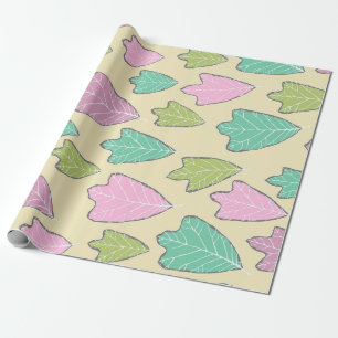 Papier Cadeau Contemporain Pastel Oak Feuille Motif