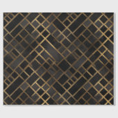 Papier Cadeau Contemporary Black Gold Geometric Abstract Pattern (Plat)
