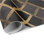 Papier Cadeau Contemporary Black Gold Geometric Abstract Pattern (Coin rond)