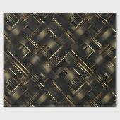 Papier Cadeau Contemporary Black Gold Geometric Abstract Pattern (Plat)