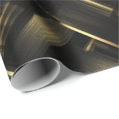 Papier Cadeau Contemporary Black Gold Geometric Abstract Pattern (Coin rond)