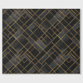 Papier Cadeau Contemporary Black Gold Geometric Abstract Pattern (Plat)
