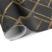 Papier Cadeau Contemporary Black Gold Geometric Abstract Pattern (Coin rond)