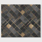Papier Cadeau Contemporary Black Gold Geometric Abstract Pattern (Plat)