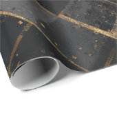 Papier Cadeau Contemporary Black Gold Geometric Abstract Pattern (Coin rond)
