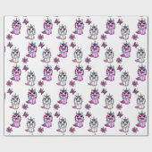 Papier Cadeau Contes de fées Licornes Rose Violet (Plat)