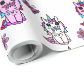 Papier Cadeau Contes de fées Licornes Rose Violet (Coin rond)