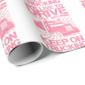 Papier Cadeau Continuer sur le camionnage 18 Wheeler rose (Coin rond)