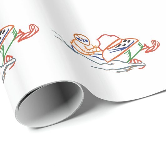 Papier Cadeau Contour de Snowmobiler (Coin rond)