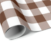 Papier Cadeau Contrôle Brown et blanc effectué |Grand Motif| (Coin rond)