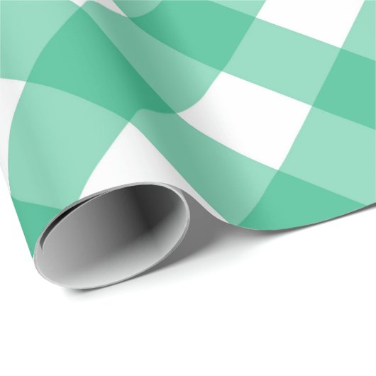 Papier Cadeau Contrôle En vichy vert gras effectué (Coin rond)