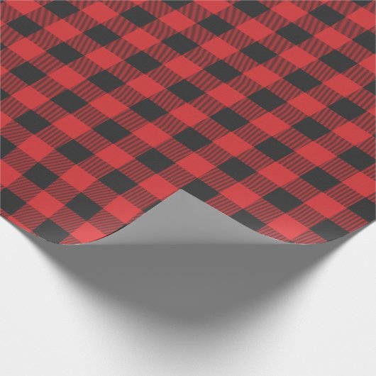 Papier Cadeau Contrôle rouge et noir rustique plaid (Coin)