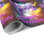 Papier Cadeau Contrôleur de jeu vidéo rose gamin partie (Coin rond)