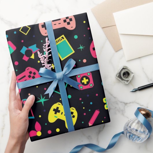 Papier Cadeau Contrôleurs de jeu vidéo et Motif de jouets (Cadeaux)