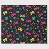 Papier Cadeau Contrôleurs de jeu vidéo et Motif de jouets (Plat)