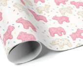 Papier Cadeau Cookie animal de cirque givré (Coin rond)