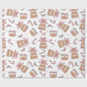 Papier Cadeau Cookie de Noël rose Motif sans couture
