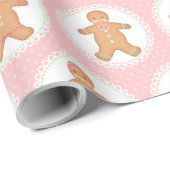 Papier Cadeau Cookie Pain D'Épice Rose (Coin rond)