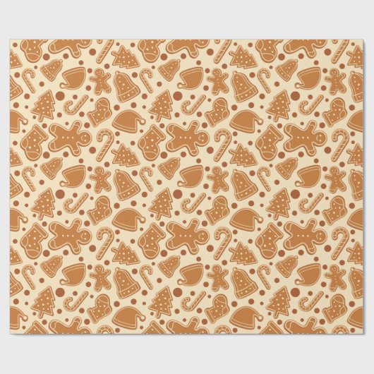 Papier Cadeau Cookies de Noël classiques Pain d'épice sans fil (Plat)