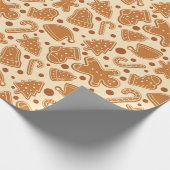 Papier Cadeau Cookies de Noël classiques Pain d'épice sans fil (Coin)