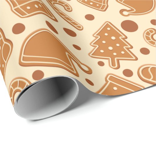 Papier Cadeau Cookies de Noël classiques Pain d'épice sans fil (Coin rond)