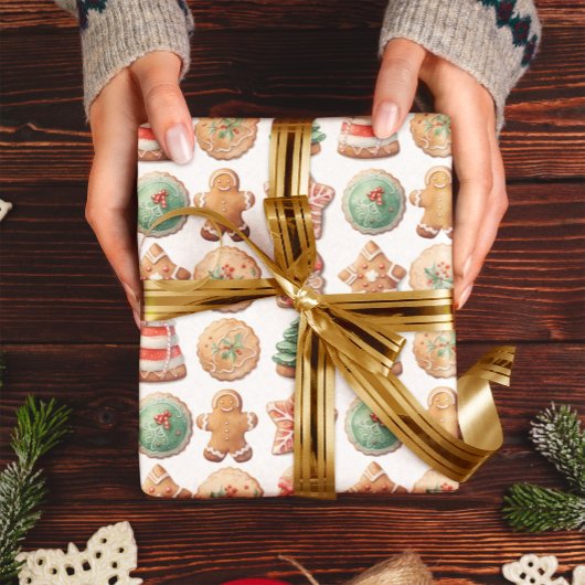 Papier Cadeau Cookies de Noël Exchange Red Green Holiday