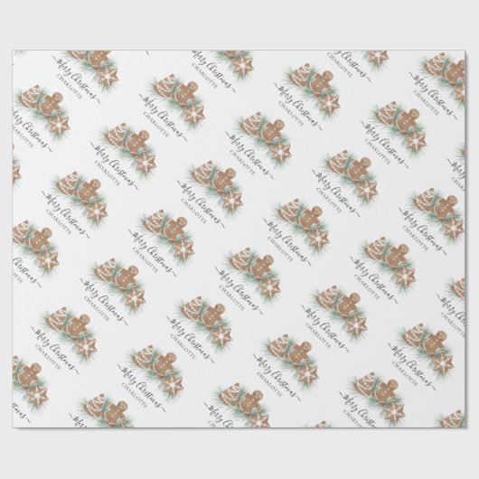 Papier Cadeau Cookies de Noël Joyeux personnalisés (Plat)