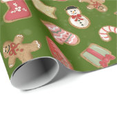 Papier Cadeau Cookies de Noël mignons (Coin rond)