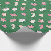 Papier Cadeau Cookies de Noël Vert (Coin)
