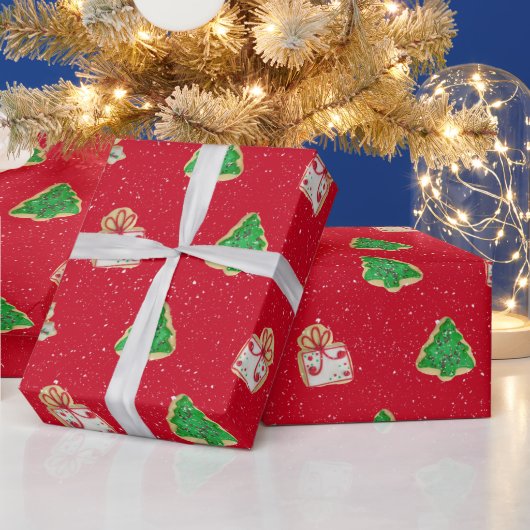 Papier Cadeau Cookies De Sucre De Noël Et Snowflakes (Vacances)