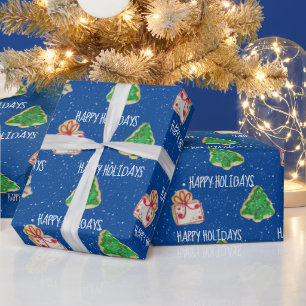 Papier Cadeau Cookies De Sucre De Noël Et Snowflakes