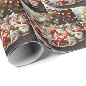 Papier Cadeau Cookies de sucre de Noël fantaisie (Coin rond)