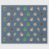 Papier Cadeau Cookies De Sucre De Noël Sur Étoiles (Plat)