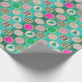 Papier Cadeau Cookies de sucre festive sur Turquoise lumineux (Coin)
