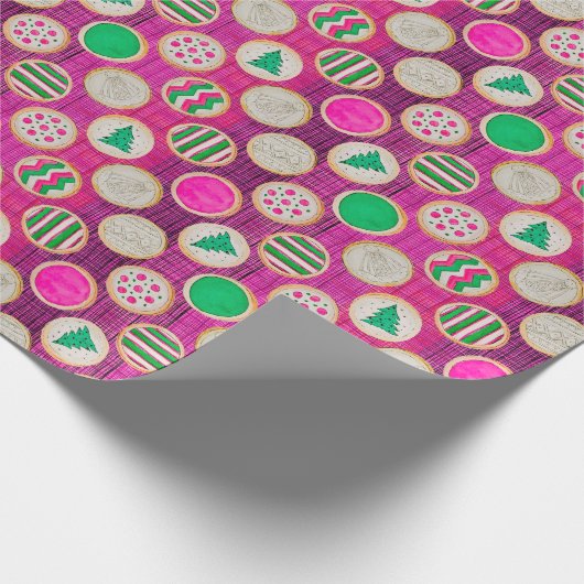 Papier Cadeau Cookies de sucre peint à la main sur rose chaud (Coin)