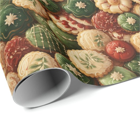 Papier Cadeau Cookies décorés pour Noël (Coin rond)