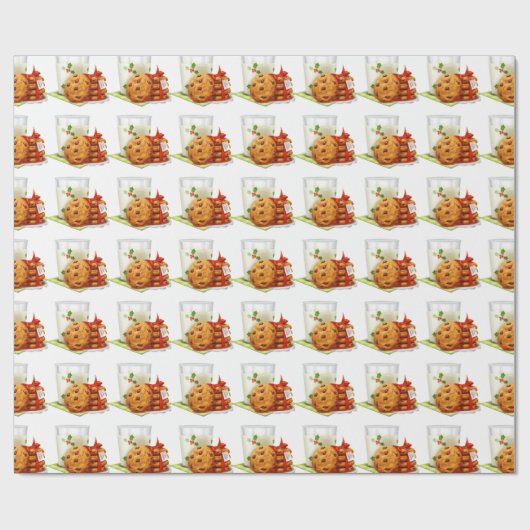 Papier Cadeau Cookies et lait pour Père Noël (Plat)