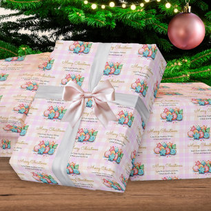 Papier Cadeau Cookies glacés de Noël Gingham rose Nom personnali