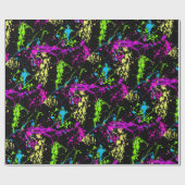 Papier Cadeau Cool Abstrait Retro Peinture Arc-en-ciel Splatter  (Plat)