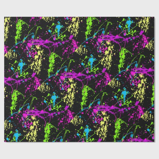 Papier Cadeau Cool Abstrait Retro Peinture Arc-en-ciel Splatter  (Plat)
