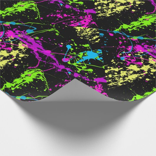 Papier Cadeau Cool Abstrait Retro Peinture Arc-en-ciel Splatter  (Coin)