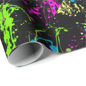 Papier Cadeau Cool Abstrait Retro Peinture Arc-en-ciel Splatter  (Coin rond)