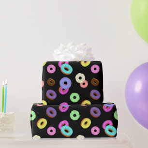 Papier Cadeau Cool amusant beignets colorés motif noir