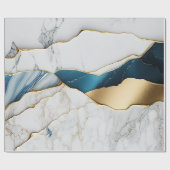 Papier Cadeau Cool Blanc Turquoise Marbre Pierre Or (Plat)