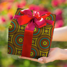 Cool bleu rouge jaune rétro géométrique ethnique T