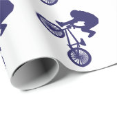 Papier Cadeau Cool Blue BMX Biker (Coin rond)