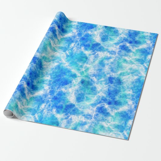 Papier Cadeau Cool Blue Ocean Surf Vagues Motif (Déroulé)