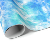 Papier Cadeau Cool Blue Ocean Surf Vagues Motif (Coin rond)